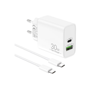 XO 30W GaN Duo Charger USB-C & USB-A – Snellader voor iPhone, Samsung en Android met 1 Meter Kabel