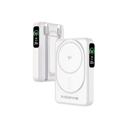 Xssive Qi2 Magnetic Wireless Powerbank 10000mAh Wit met iPhone en Usb-C kabel