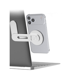 Magnetische Laptop & Monitor Telefoonhouder – MagSafe Compatibele Bureauhouder – Zilver