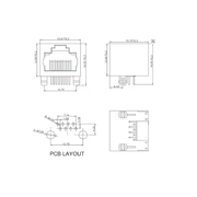 RJ45 8P8C PCB Haakse Netwerk Connector – Modulaire LAN Socket voor Reparatie & DIY