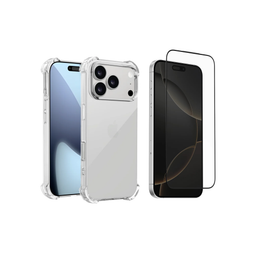 2 in 1 Combi Pack - iPhone 17 Pro Max Anti-Shock Transparant Hoesje + Full Glass Screen Protector | FixHub