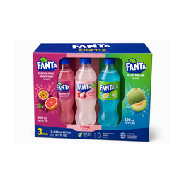 Fanta Exotic 3-Pack 500ML – Passion Fruit Grapefruit, Lychee & Hami Melon