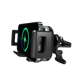 15W Draadloze Auto Oplader met Auto Clamping – Dashboard & Luchtrooster Telefoonhouder – USB-C – Zwart