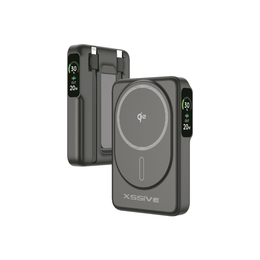 Xssive Qi2 Magnetic Wireless Powerbank 10000mAh Zwart met iPhone en Usb-C kabel