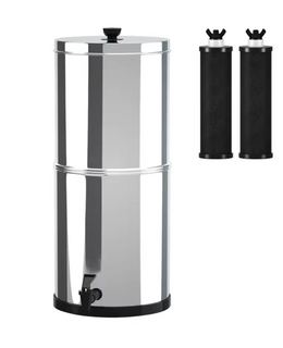 Daikin Roestvrijstalen Waterfiltersysteem 1,5 Gallon – Draagbare Buitenfilter met Dubbel Zuiveringselement, Actieve Kool & UF-Membraan – Voor Kamperen, Wandelen & Thuisgebruik