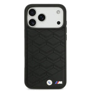 BMW iPhone 17 Pro Max Backcover Hoesje – MagSafe Seat Shaped Premium Leather Case met Metalen BMW Logo’s – Extra Grip & Luxe Bescherming Grijs