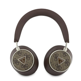 Guess Bluetooth Headphones - ENC - PU Leather With Case - 4G Triangle Logo Bruin