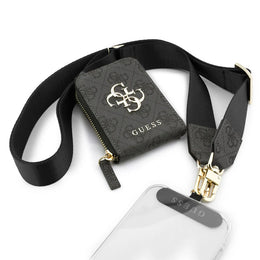 Guess Crossbody Strap met Pouch – Luxe Designer Tasriem met Monogram Beursje – Zwart Goud