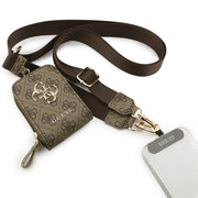 Guess Crossbody Strap met Pouch – Luxe Designer Tasriem met Monogram Beursje – Bruin Goud