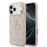 Guess iPhone 17 Pro Max Backcover Hoesje Zwart – Luxe 4G Big Metal Logo Design met Gouden Rand – Shockproof Bescherming & Premium Afwerking