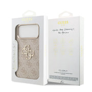 Guess iPhone 17 Pro Max Backcover Hoesje Bruin – Luxe 4G Big Metal Logo Design met Gouden Rand – Shockproof Bescherming & Premium Afwerking