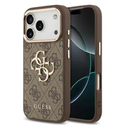 Guess iPhone 17 Pro Max Backcover Hoesje Roos – Luxe 4G Big Metal Logo Design met Gouden Rand – Shockproof Bescherming & Premium Afwerking