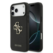 Guess iPhone 17 Pro Max Backcover Hoesje – Grained Leather Look met Big 4G Logo – Luxe Bescherming & Perfecte Pasvorm