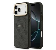 Guess iPhone 17 Pro Max Backcover Hoesje Bruin – MagSafe Compatibel PU Leather Case met 4G Classic Logo – Luxe Bescherming & Perfecte Pasvorm