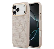 Guess iPhone 17 Pro Max Backcover Hoesje Roos – MagSafe Compatibel PU Leather Case met 4G Classic Logo – Luxe Bescherming & Perfecte Pasvorm