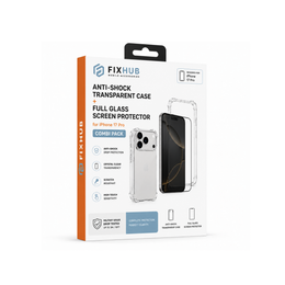 2 in 1 Combi Pack - iPhone 17 Pro Anti-Shock Transparant Hoesje + Full Glass Screen Protector | FixHub