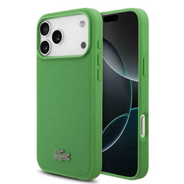 Lacoste iPhone 17 Pro Max Backcover Hoesje – MagSafe Compatibel – Iconic Petit Piqué Textuur – Premium Beschermhoes Groen