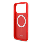 Lacoste iPhone 17 Pro Max Backcover Hoesje – MagSafe Compatibel – Iconic Petit Piqué Logo – Premium Bescherming – Rood