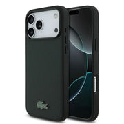 Lacoste iPhone 17 Pro Max Backcover Hoesje – MagSafe Compatible – Iconic Petit Piqué Textuur – Luxe Donkergroen Design
