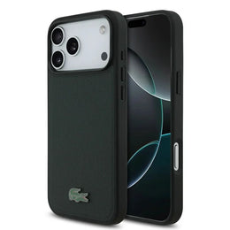 Lacoste iPhone 17 Pro Max Backcover Hoesje – MagSafe Compatible – Iconic Petit Piqué Textuur – Luxe Donkergroen Design