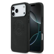 Mercedes-Benz iPhone 17 Pro Max Backcover Hoesje – Premium Genuine Leather – Vintage Logo – MagSafe Compatibel – Shockproof Luxe Bescherming – Zwart