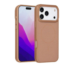 Nekit iPhone 17 Pro Max Backcover Hoesje – MagSafe Compatible Carbon Fiber Shockproof Case – Ultralicht, Valbestendig & Premium Grip Bruin