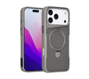 Nekit iPhone 17 Pro Max Backcover Hoesje – MagSafe Compatible – Premium Carbon Fiber Shockproof Case Met 360° Ring Stand Grijs
